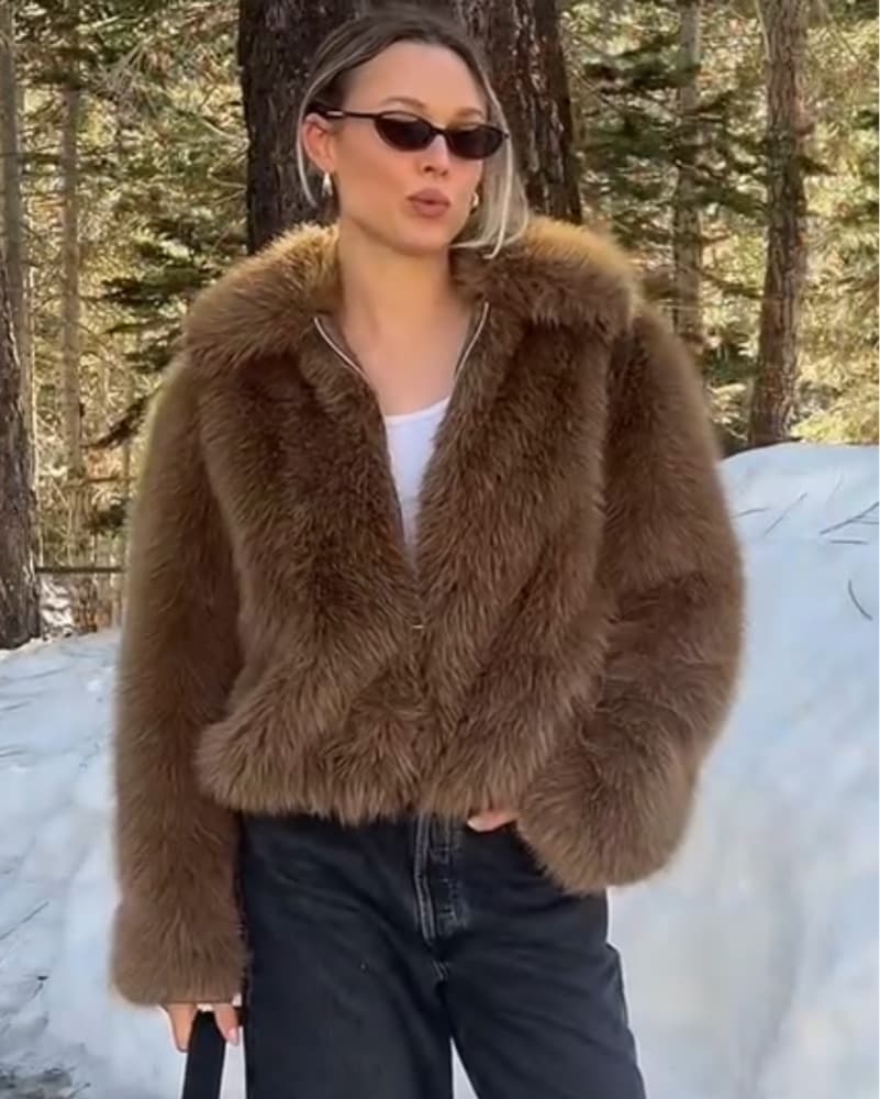 Frankie Shop Faux Fur Jacket Camel  - Image 6