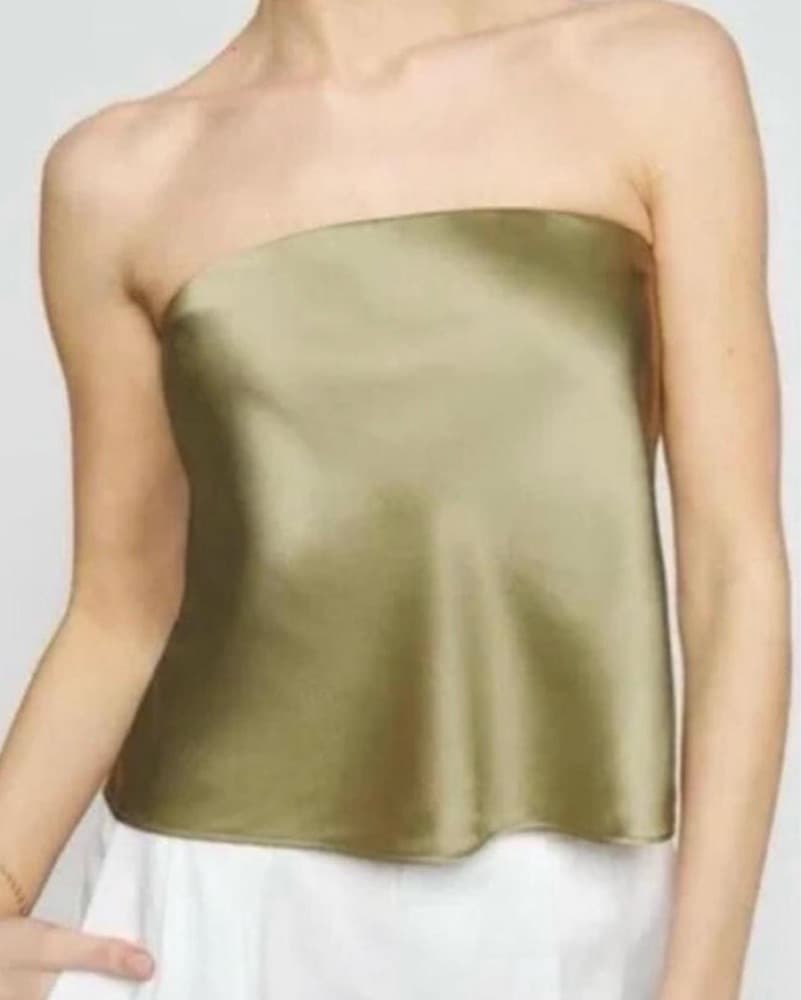 Elegant Olive Strapless Top - Image 1