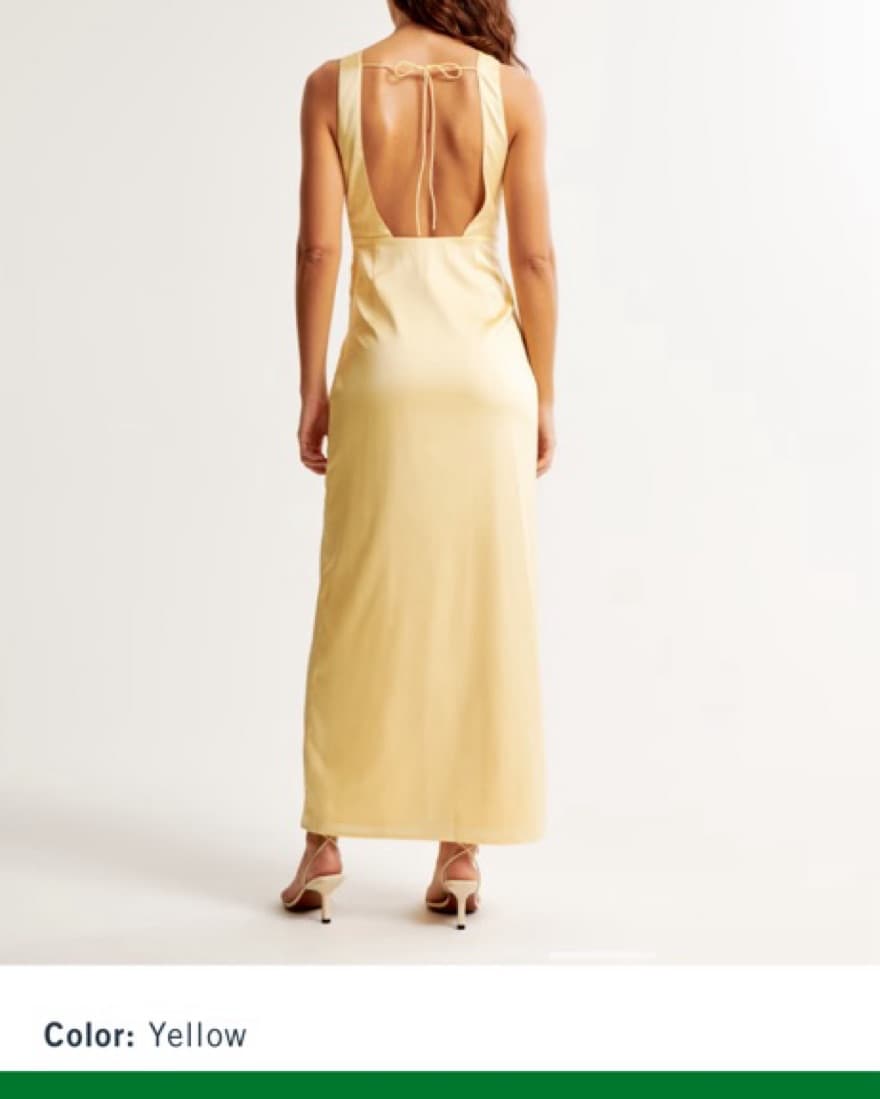 Abercrombie Yellow Satin Maxi Dress - Image 1