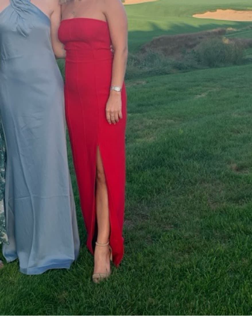 Red Gown with Thigh Slit - Image 2