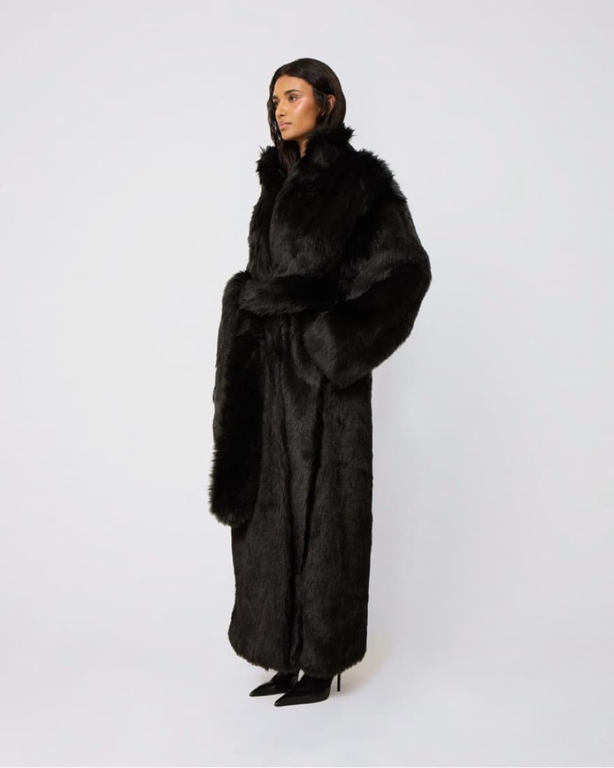 Khy Black Faux Fur Coat - Image 4