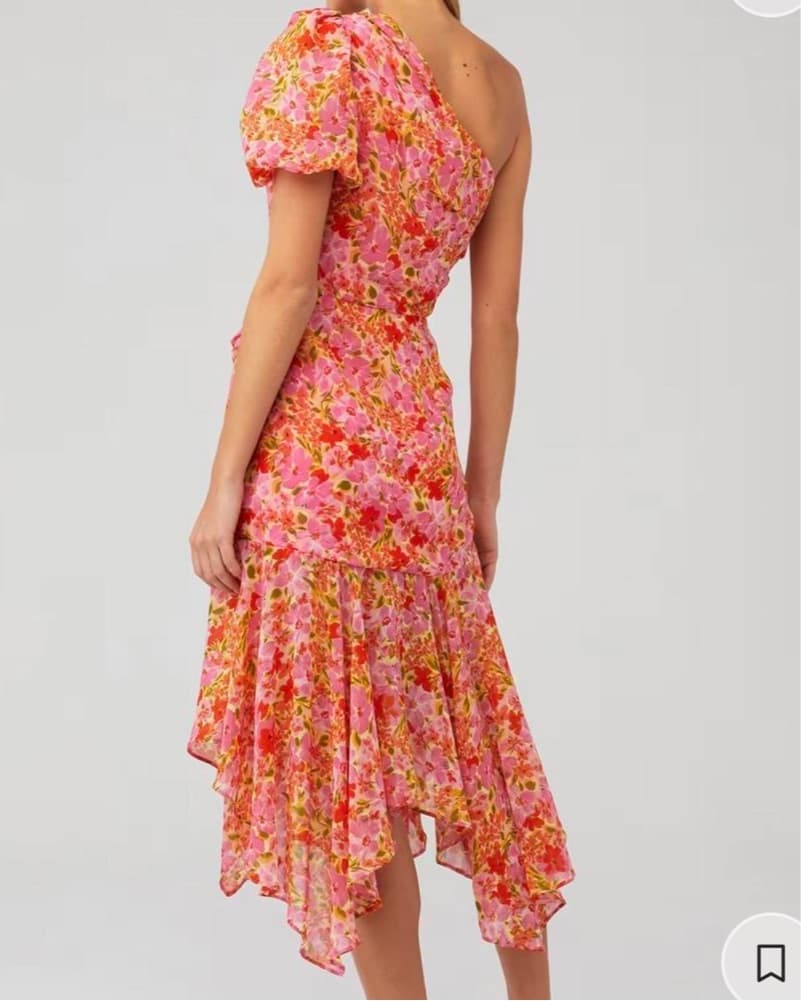 Astr Asymmetrical Floral Midi Dress - Image 2