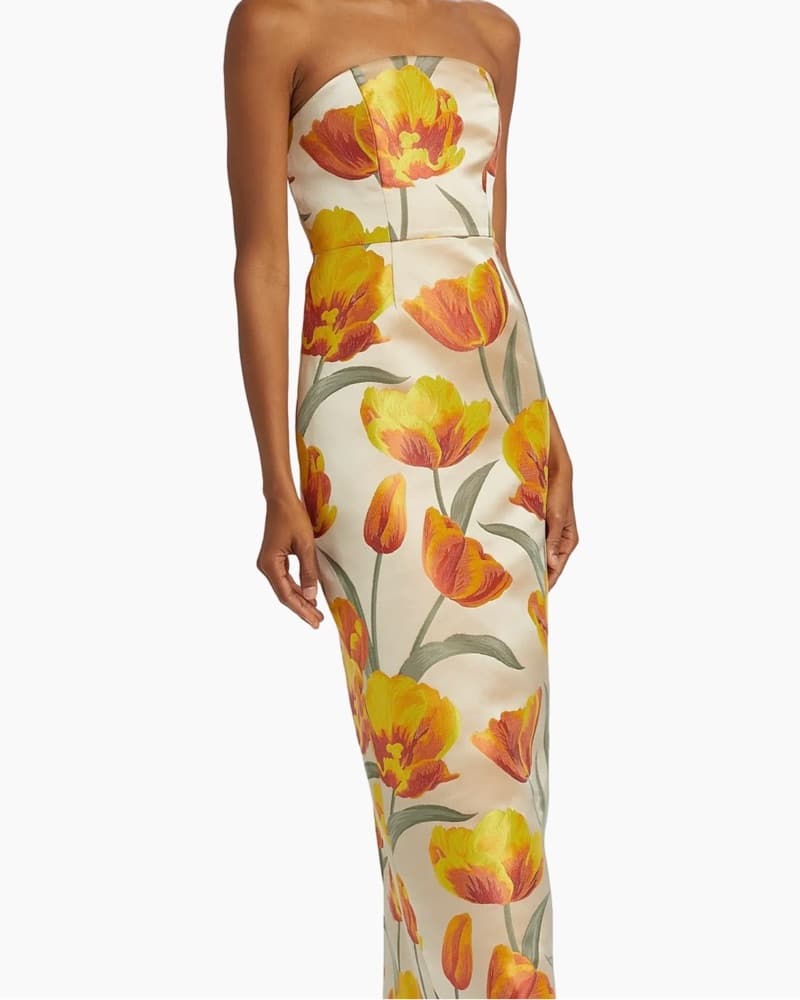 Milly Orion Tulip Jacquard Column Gown - Image 3