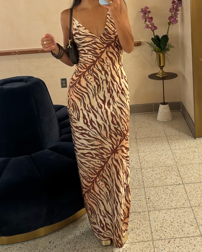 Tiger Print Formal Maxi Dress - Image 3