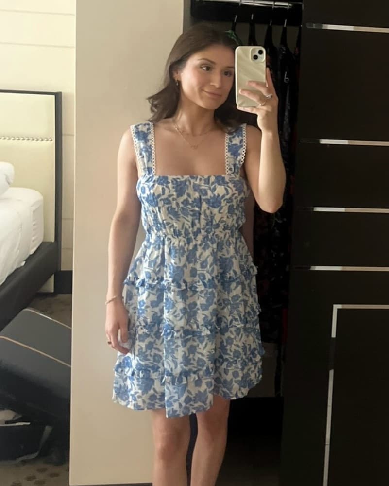 Aqua Blue & White Ruffles Tank Dress - Image 3