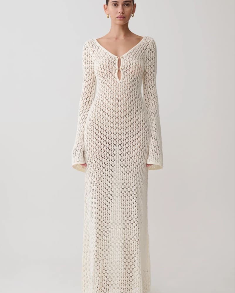 Crochet Fishtail Flare Sleeve Maxi Dress - Image 2