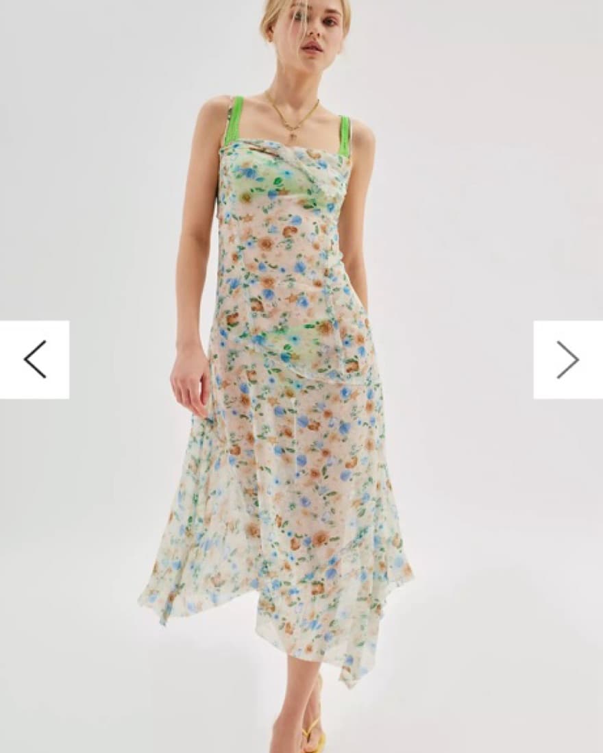 UO Priscilla Sheer Seamed Floral Midi - Image 1