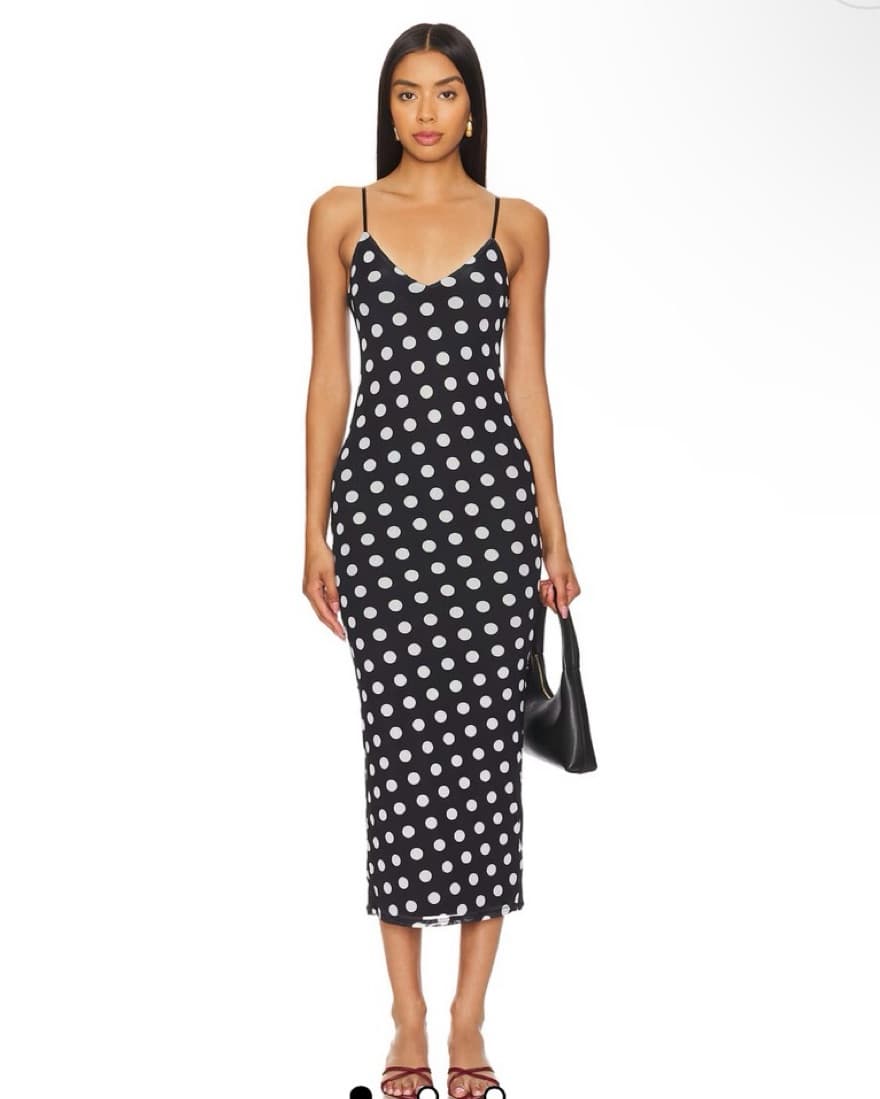AFRM Polka Dot Midi Dress - Image 1
