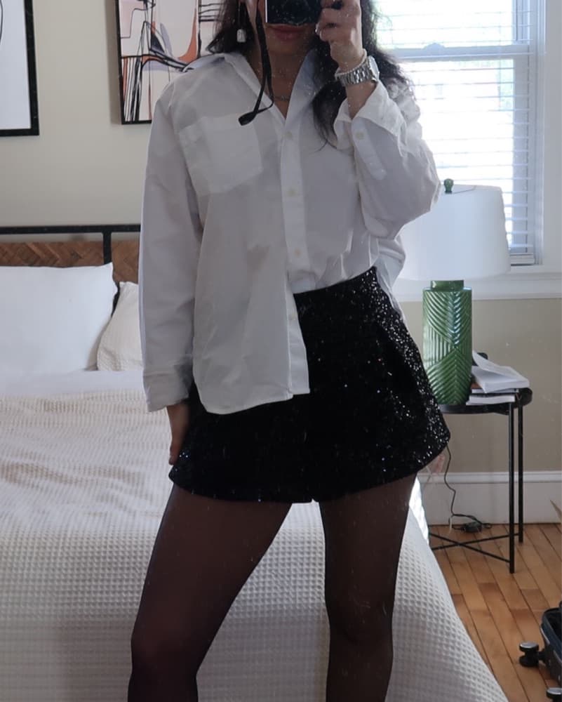 High Waisted Black Sequin Shorts  - Image 1