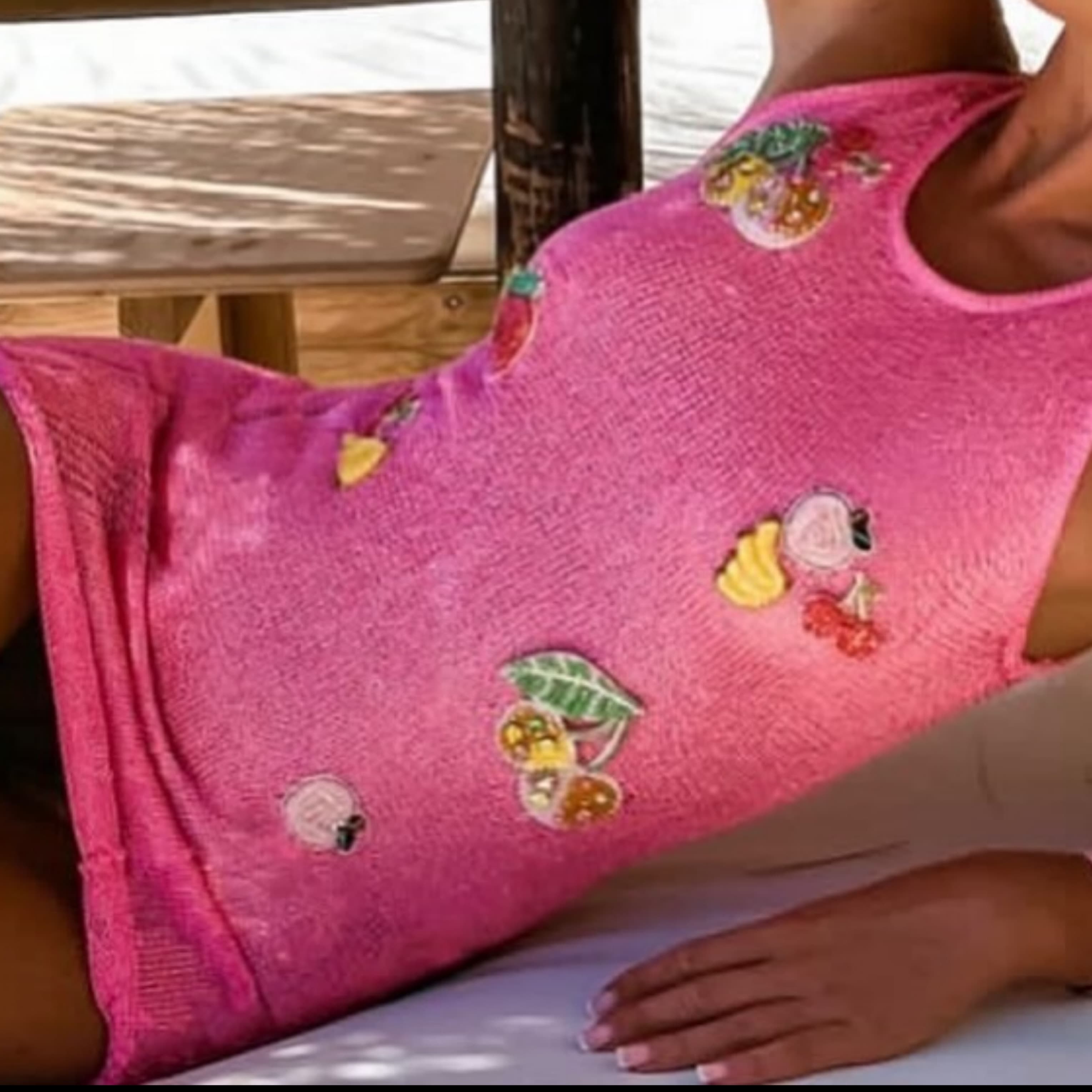 Pink Handmade Fruit Dress - Image 2