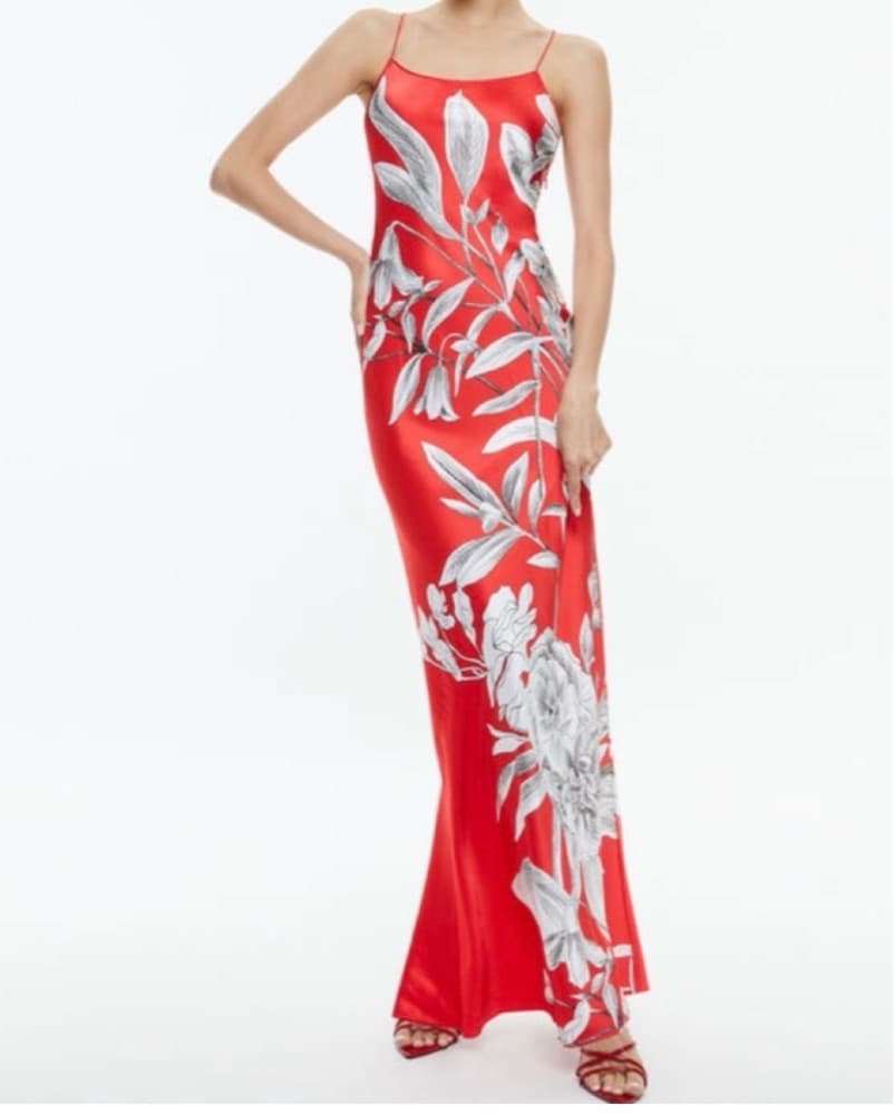 Alice And Olivia Red Floral Slip Dress - Image 1