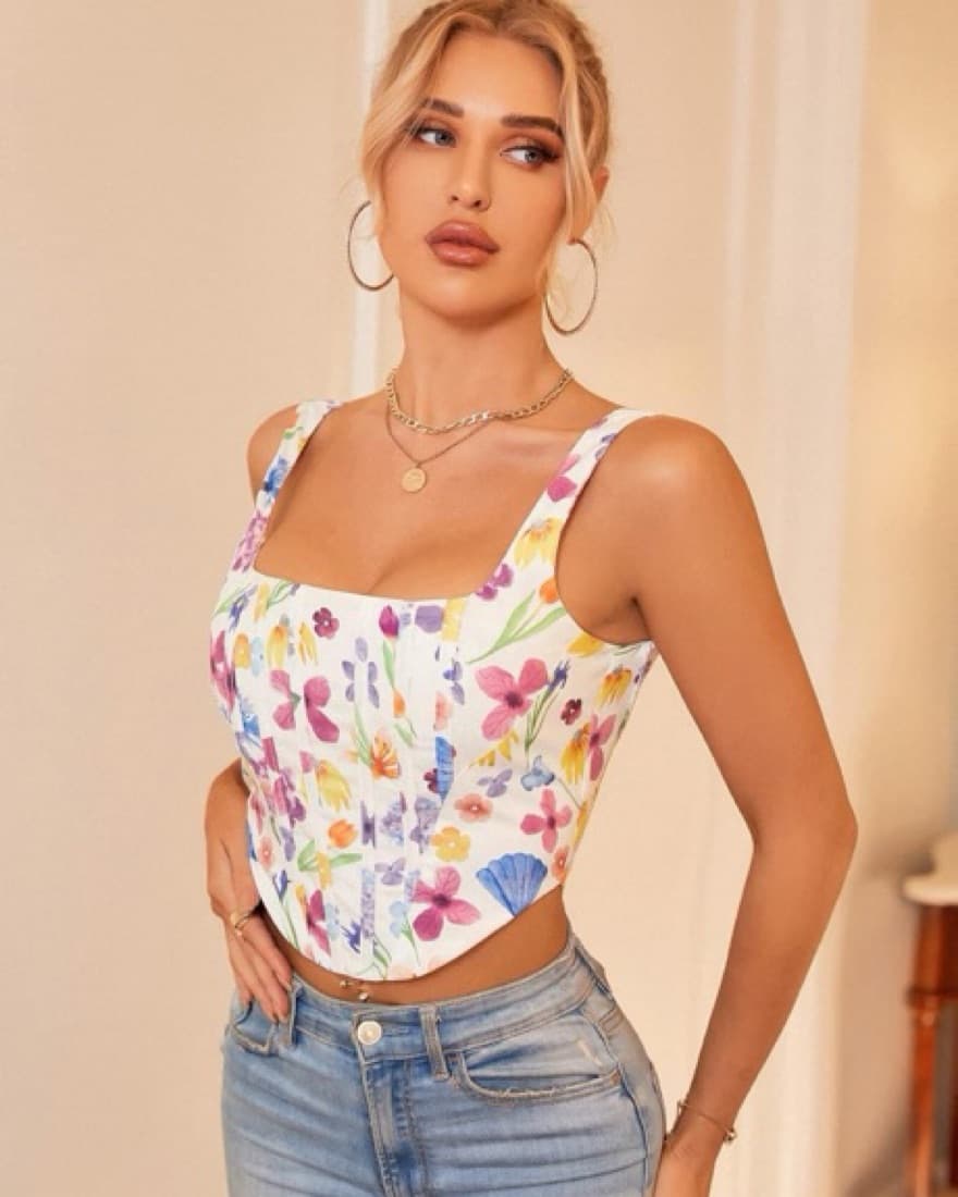 Floral Print Corset Top - Image 4
