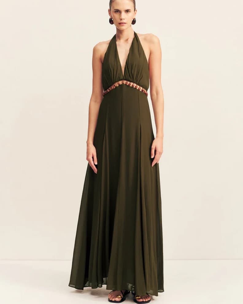 Shona Joy Olive Green Evening Gown - Image 1
