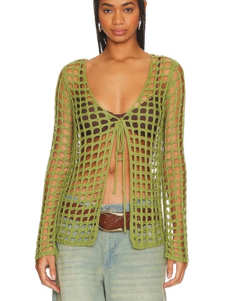 Revolve Malya Green Tie Cardigan - Image 2
