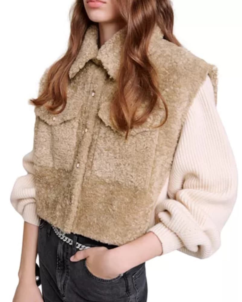 Maje Faux Fur Knit Jacket - Image 1