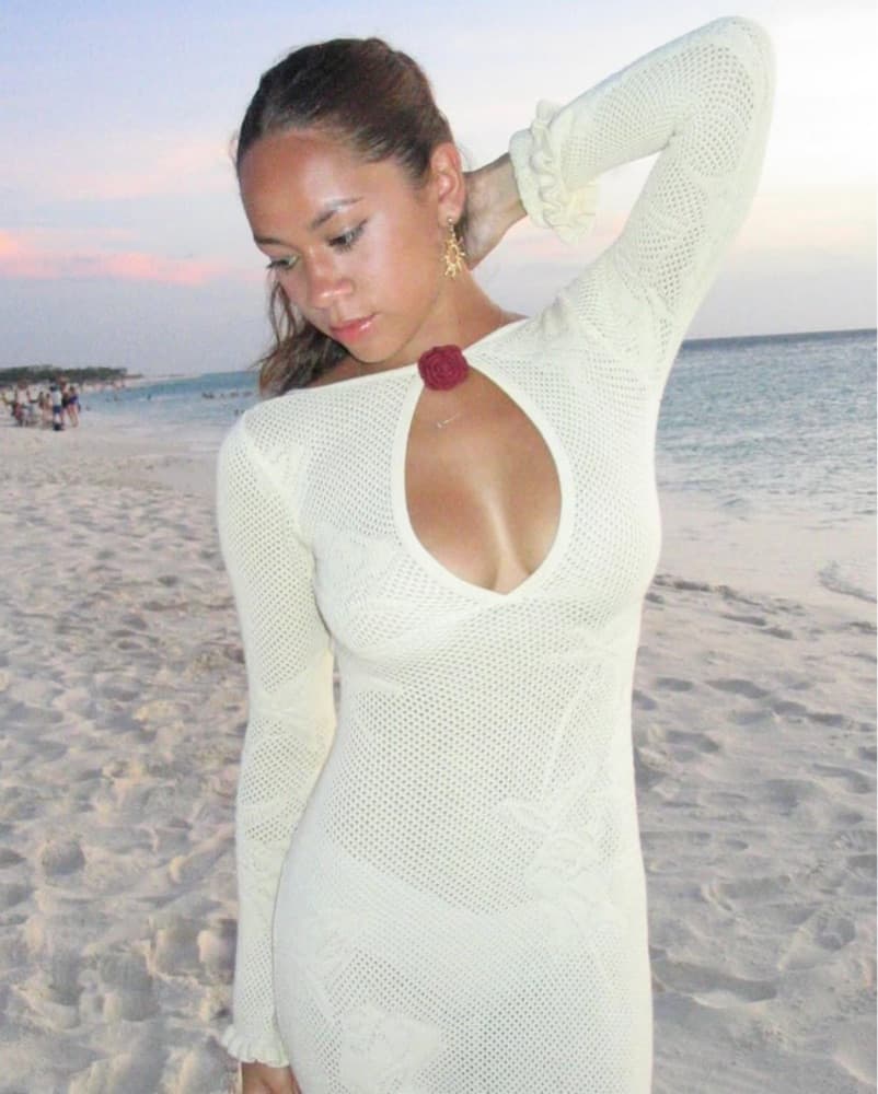Mirror Palais Rose Pointelle Knit Dress - Image 2