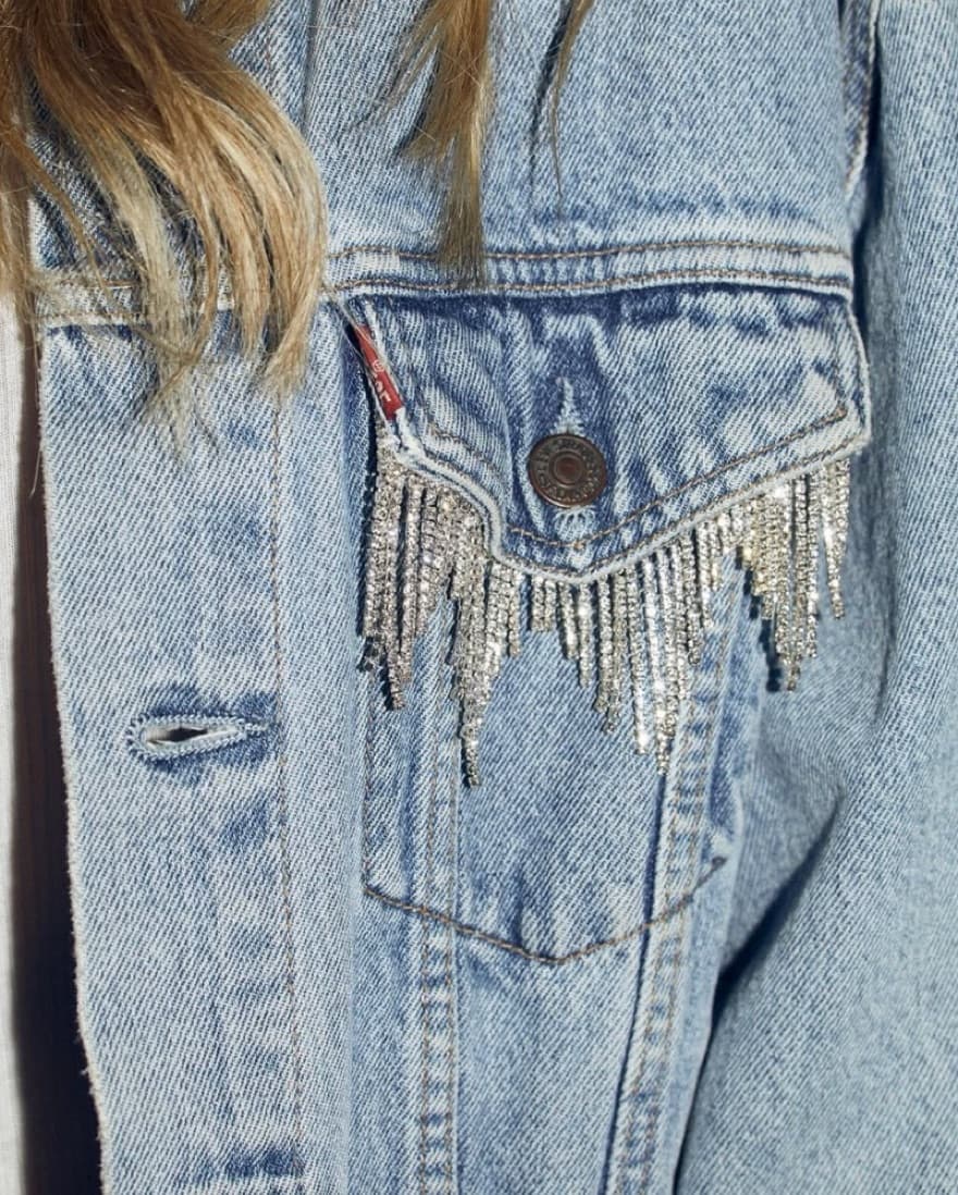 Vintage Levis Denim Rhinestone Jacket - Image 2
