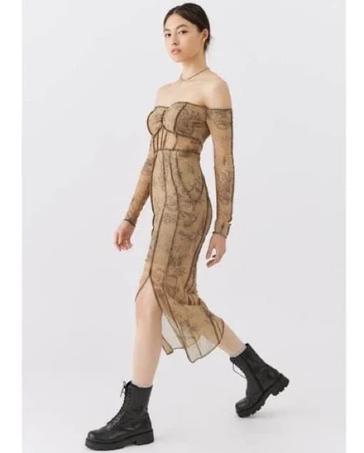 UO Sheer Mesh Midi Dress - Image 2