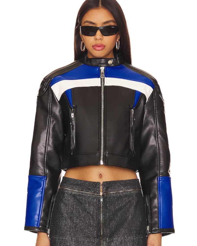 Nueve Biker Jacket In Black And Blue - Image 1
