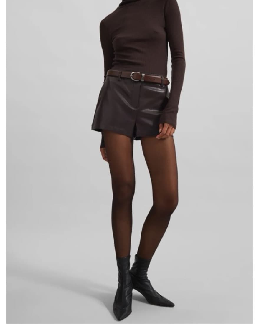 NAICA FAUX LEATHER HOT PANTS - BROWN  - Image 1