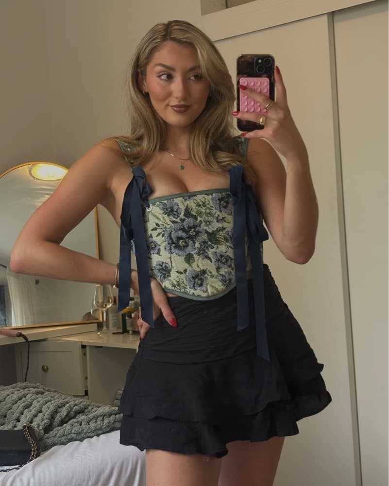 Thrifted Green Floral Corsett  - Image 1