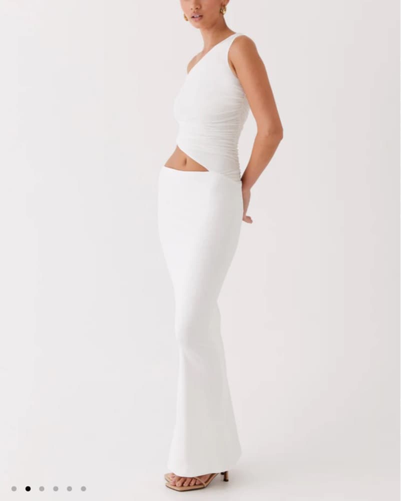 Seranella One Shoulder Dress- White - Image 2