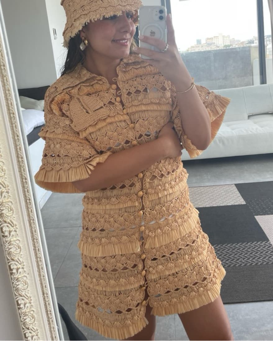Zimmermann Straw Crochet Mini Dress - Image 2