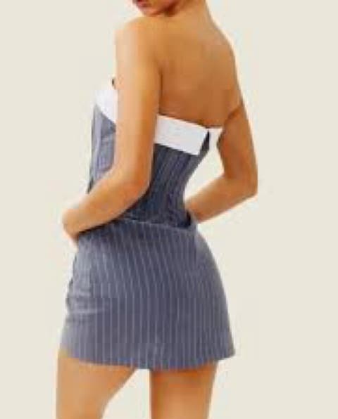 With Jean Pinstripe Dress - Image 2