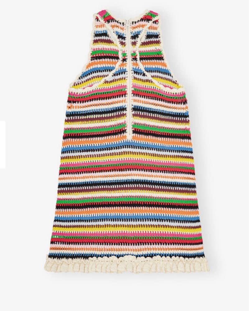 Ganni Multicolor Crochet Halterneck Dres - Image 2