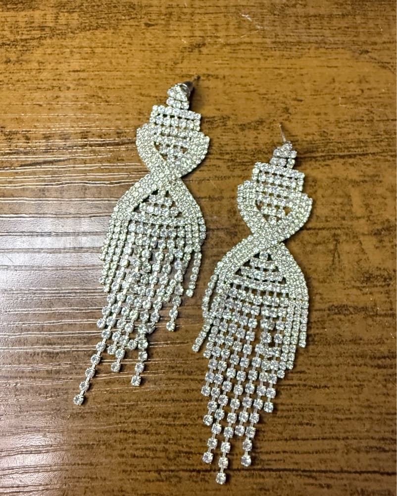Rhinestone Statement Long Earring - Image 1