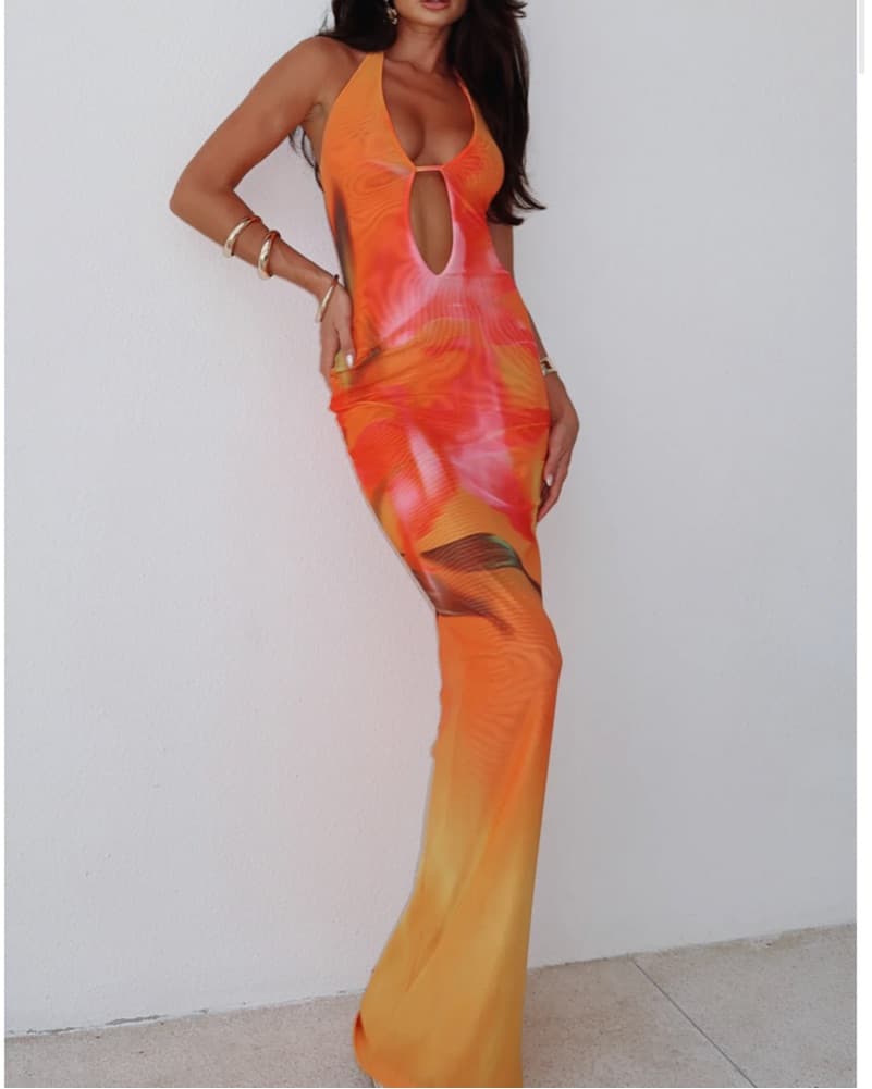 Whitefox Orange Tropical Maxi dress - Image 2