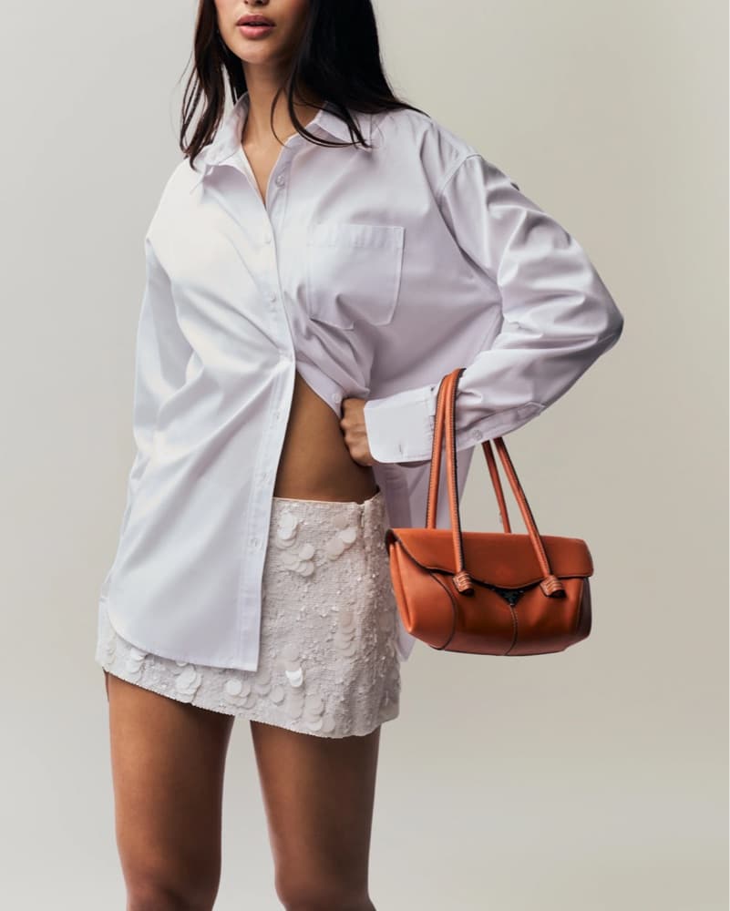 Guizio White Low Rise Paillette Skirt - Image 2