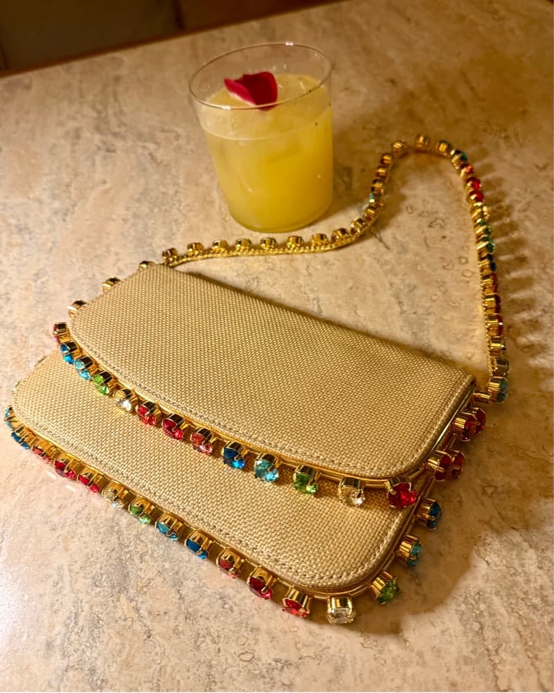 Aquazzura Rainbow Raffia Crystal Bag - Image 6
