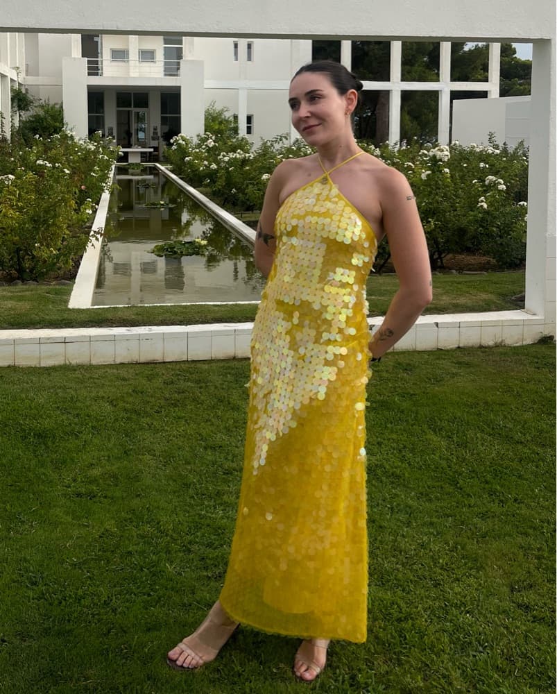 Saks Potts Yellow Sequin Dress - Image 1
