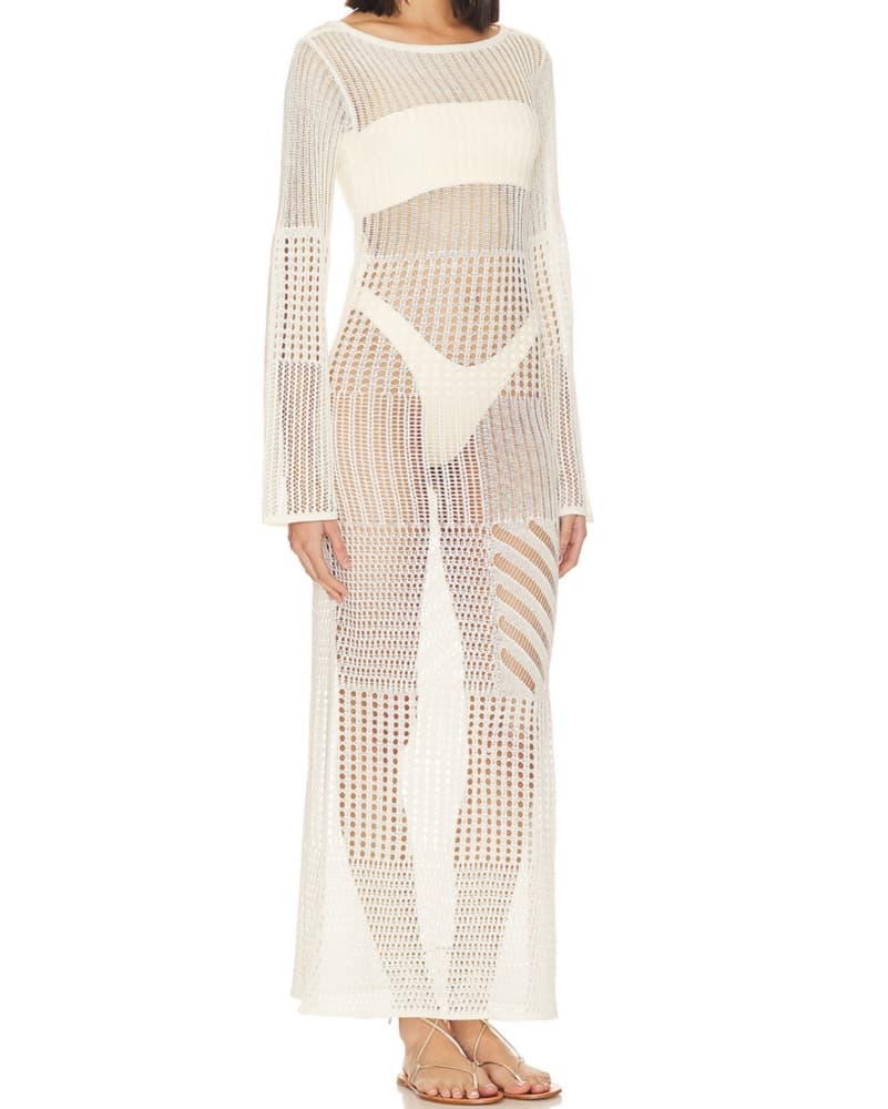 L’Academie Evea Maxi Knit Dress in White - Image 6