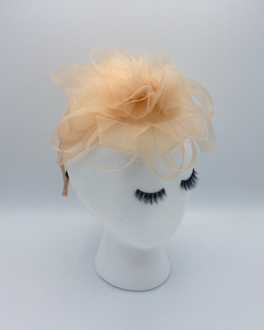 Peach Synthetic Horsehair Fascinator - Image 4