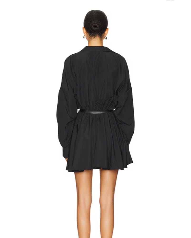 Norma Kamali Black Shirt Mini Dress - Image 3