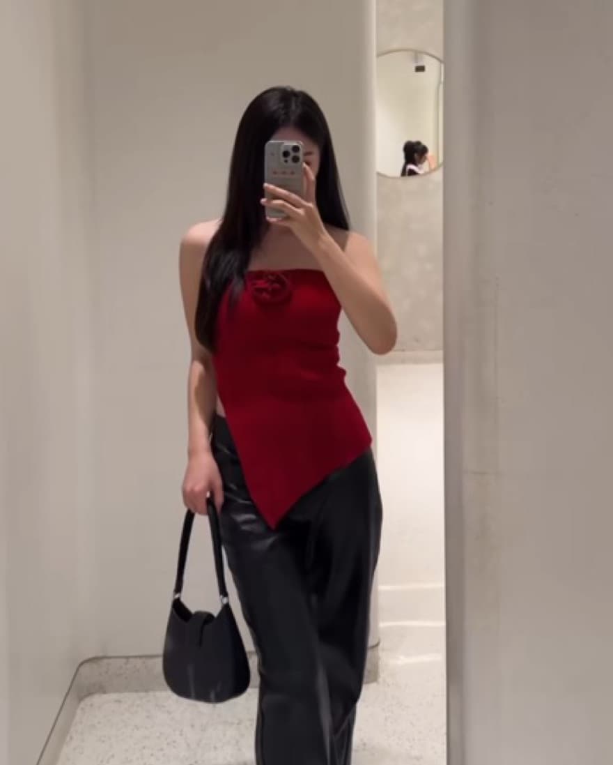 With Jean Belle Rose Top In Red - Image 6