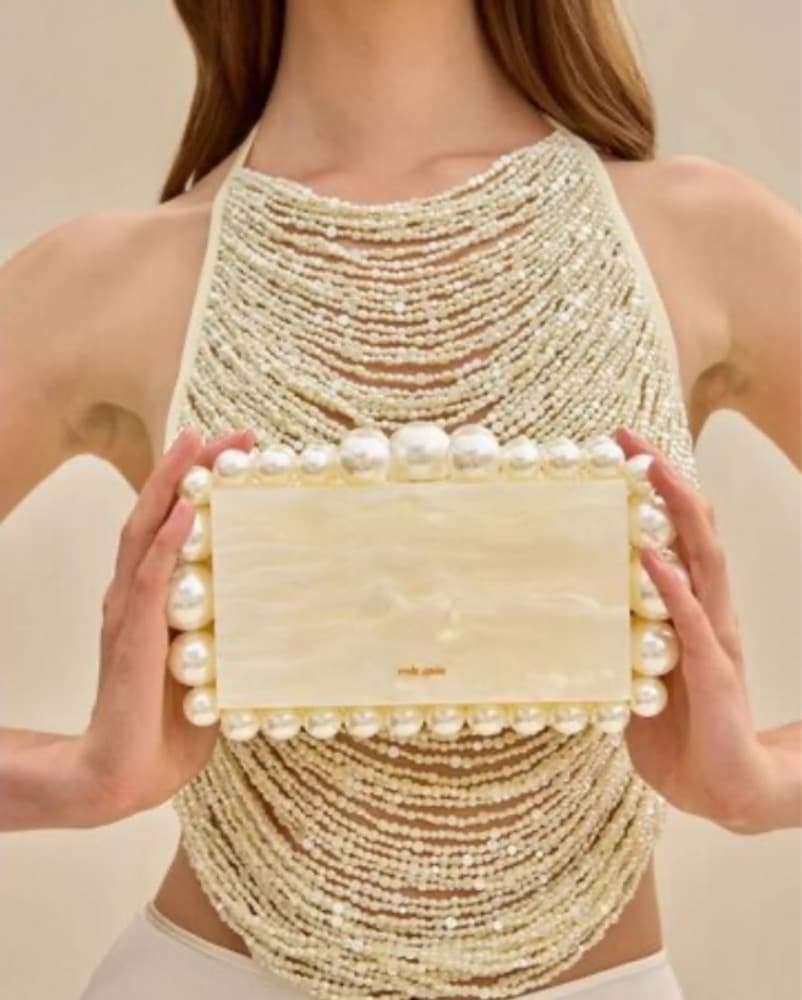 Cult Gaia Eos Pearly Acrylic Clutch Bag - Image 1