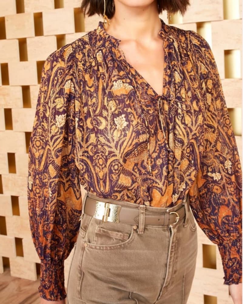 Ida Smocked Cotton Blend Blouse - Image 1