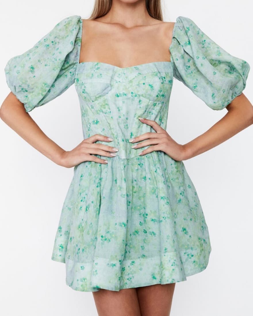 Bardot Kiah Mini Corset Dress in Green - Image 4