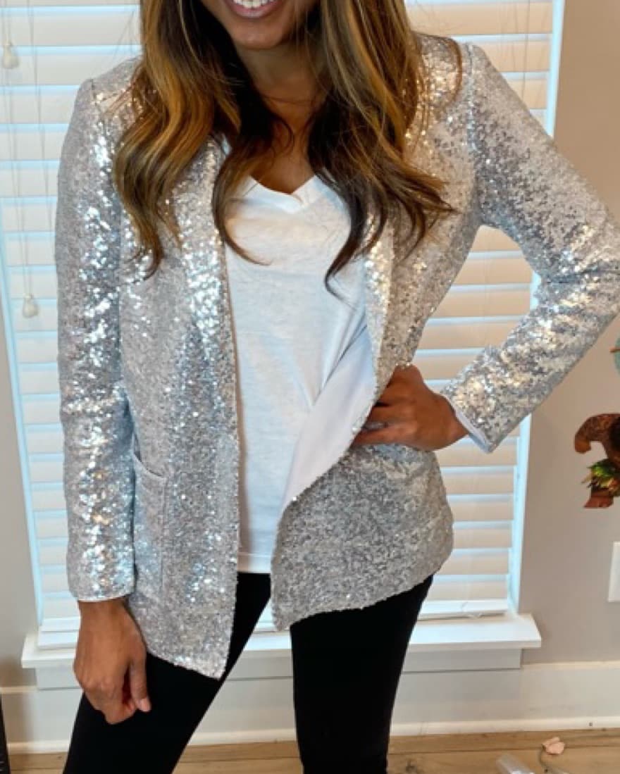 Silver Sequin Blazer - Image 2