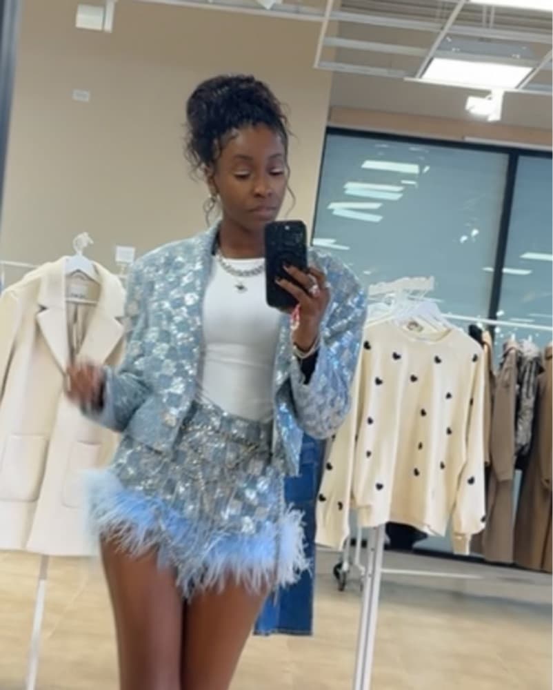 Sparkling Feathered Blazer Set - Image 1