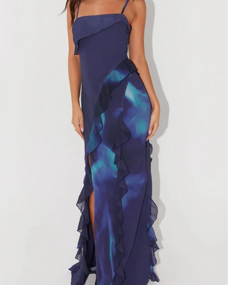 Stunning Ruffled Faux Wrap Maxi Dress - Image 1