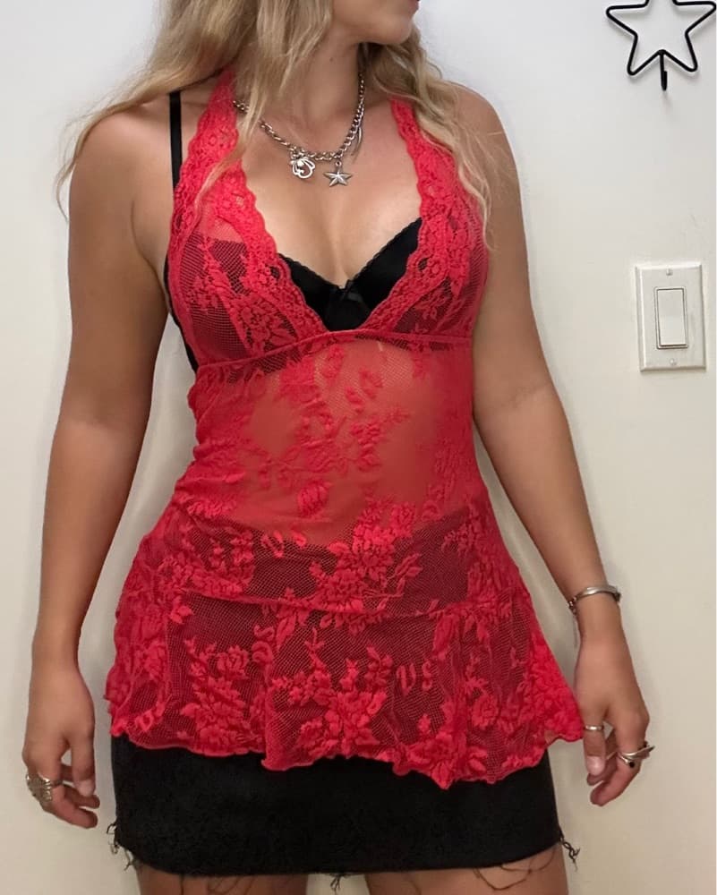 Red, Lacey Victoria’s Secret Top - Image 1