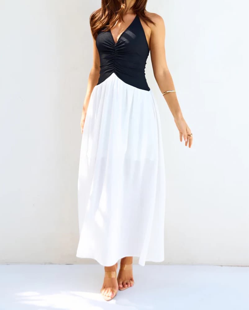 Elegant Color Block Maxi Dress - Image 2