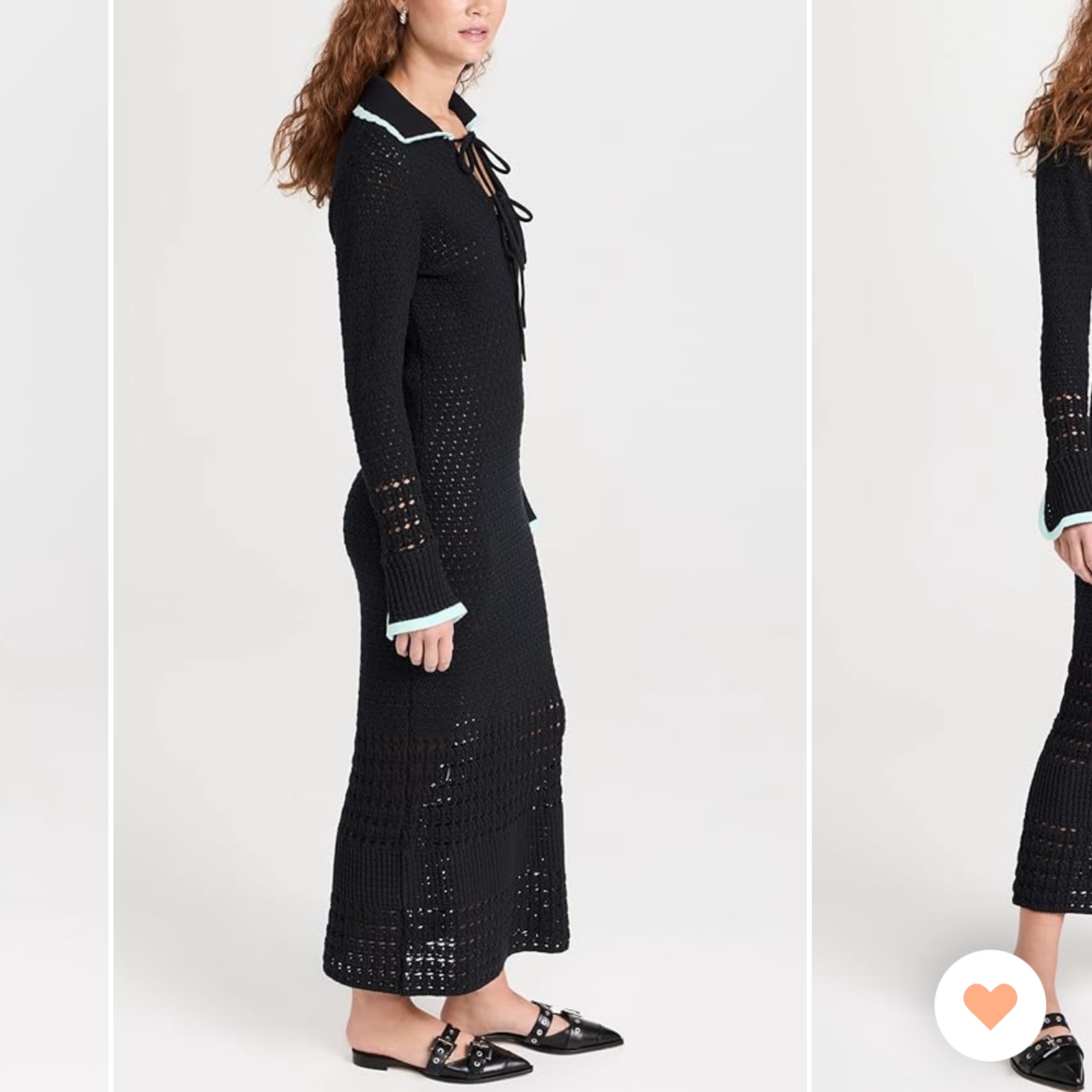 Delilah Black Mixed Crochet Knit Dress - Image 3