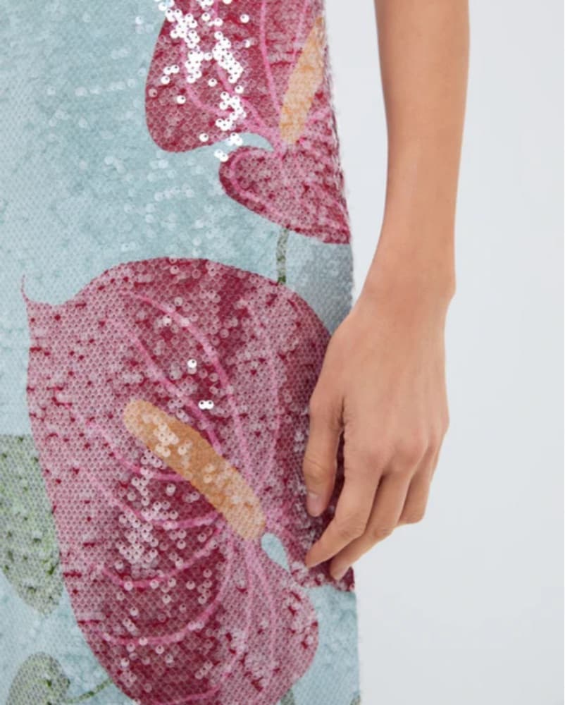 FARM RIO Blue Sequin Dress - Image 5