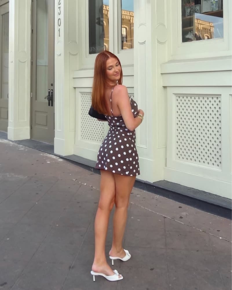 Brown Polka Dot Mini Dress - Image 2