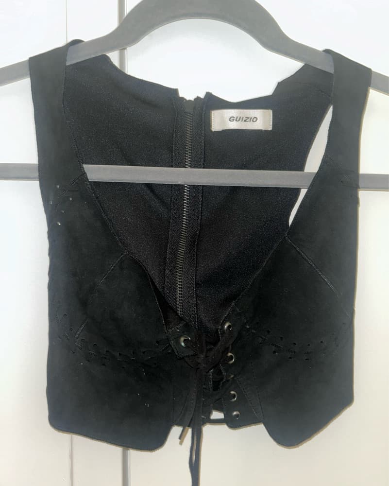 Danielle Guizio Suede Corset lace up top - Image 5